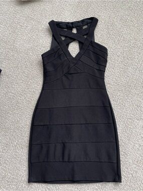 Women's Black Bodycon Cross-Strap Mini Dress
